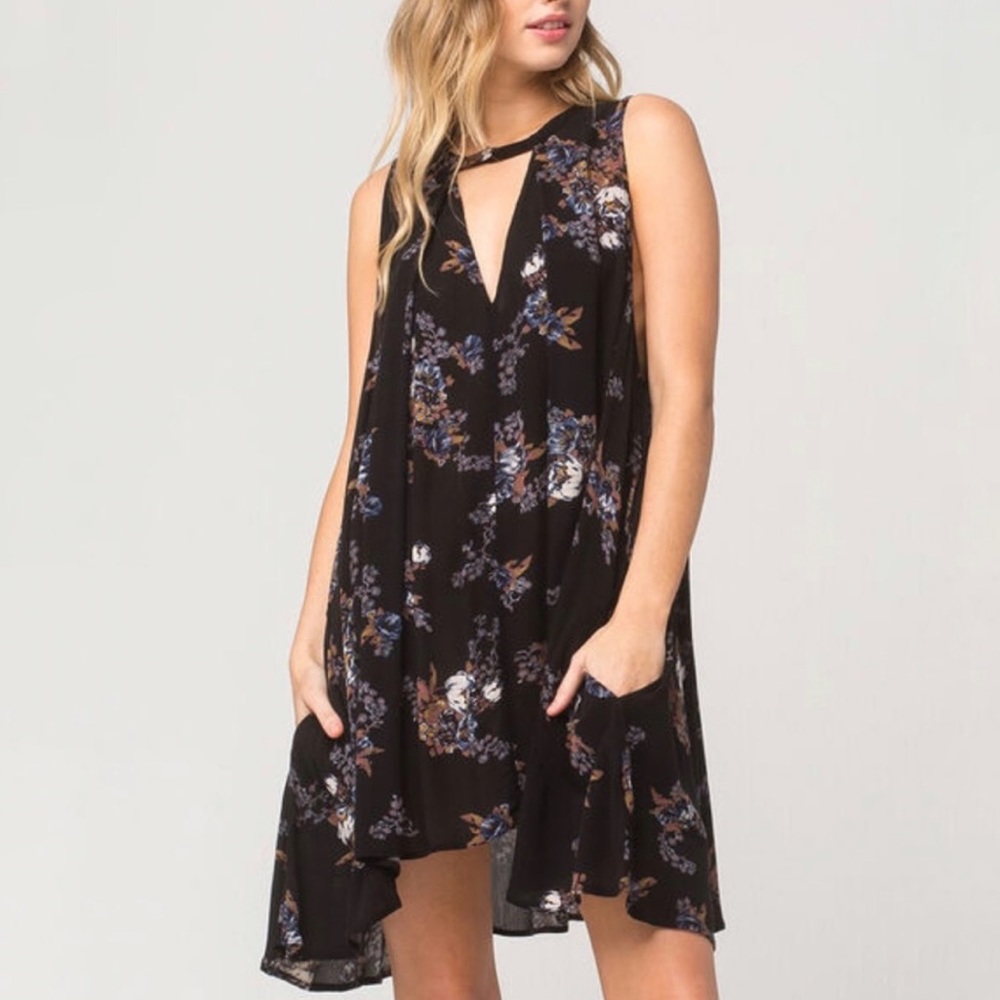 Free people black floral tank dress